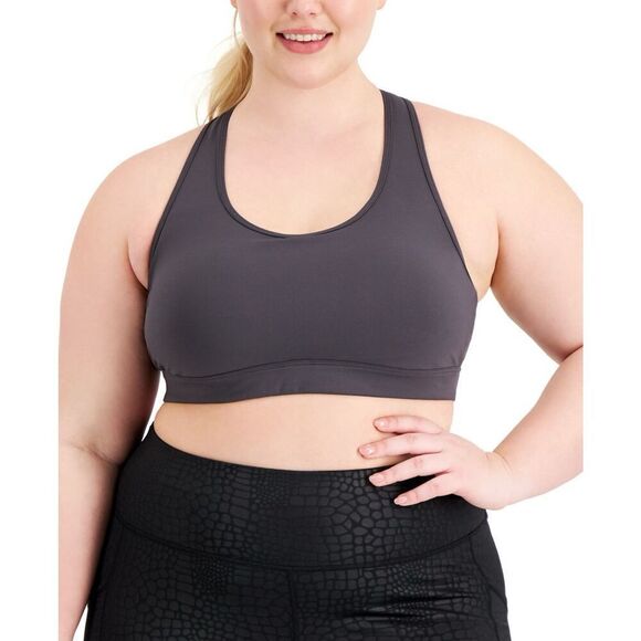 ID Ideology Womens Performance Plus Size Medium Impact Sports Bra Charcoal 2X - Picture 1 of 3